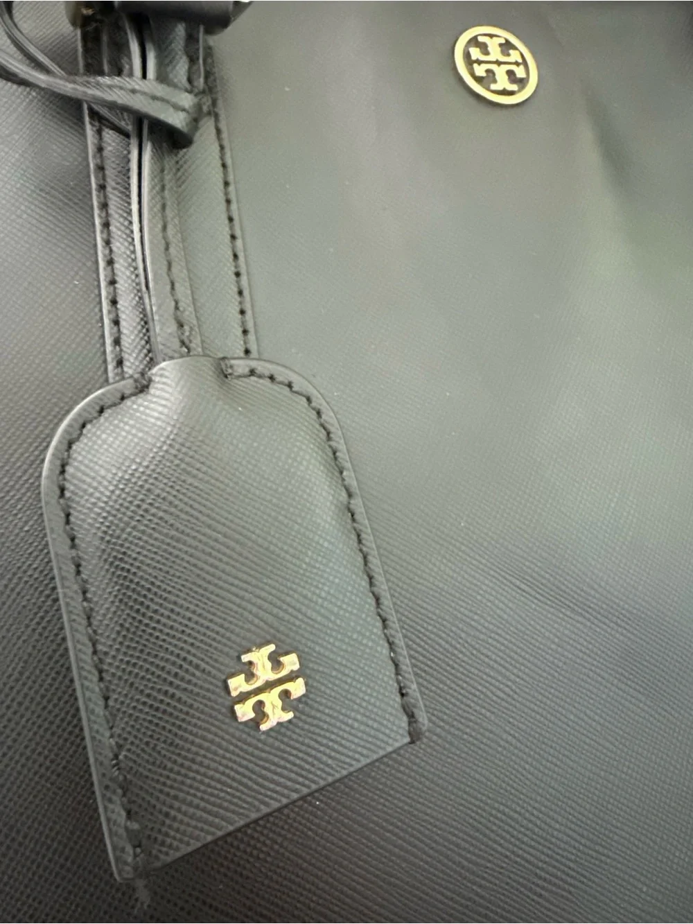 Tory Burch Robinson Double Zip Tote Black Saffiano Leather with Crossbody Strap